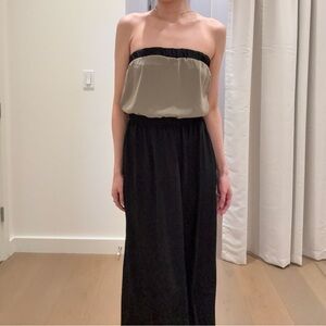 Strapless Black and Gray Maxi Dress